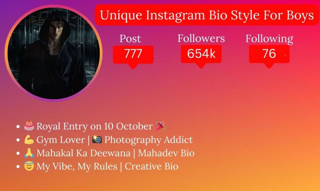 Unique Instagram Bio Style For Boys