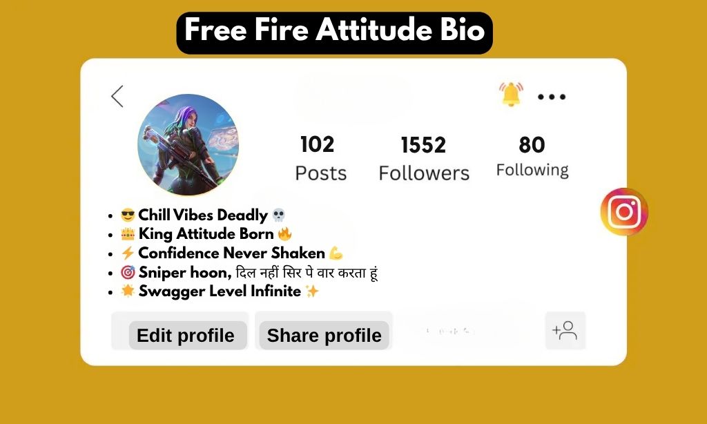 Free Fire Attitude Bio for Instagram