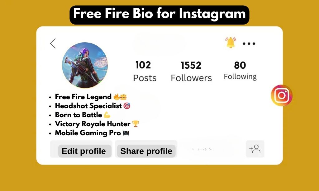 Free Fire Bio for Instagram