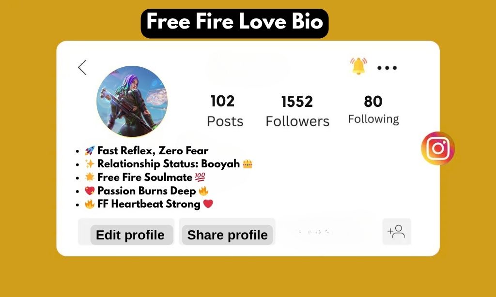 Free Fire Lover Bio for Instagram