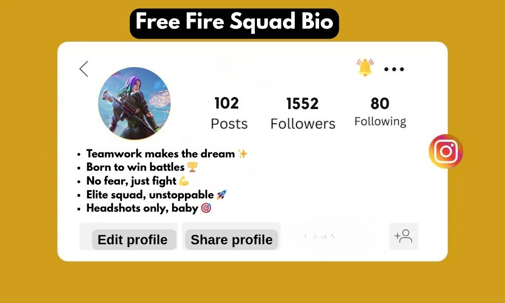 Free Fire Squad Bio for Instagram